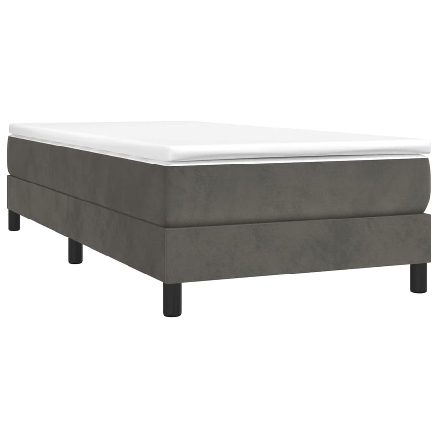 Boxspring met matras fluweel donkergrijs 100x200 cm 100 x 200 cm 25 cm