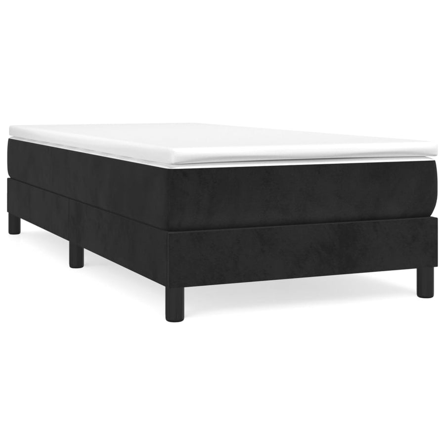 Boxspring met matras fluweel zwart 100x200 cm 100 x 200 cm 25 cm