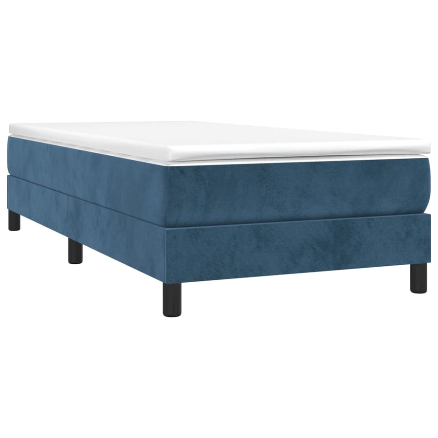 Boxspring met matras fluweel donkerblauw 100x200 cm 100 x 200 cm 25 cm