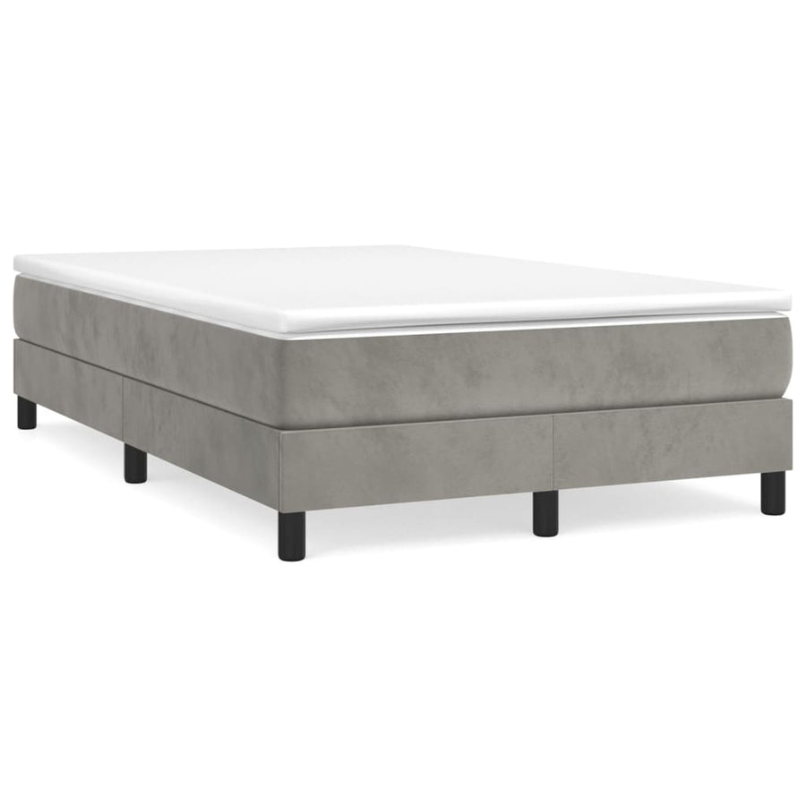 Boxspring met matras fluweel lichtgrijs 120x200 cm 120 x 200 cm 25 cm
