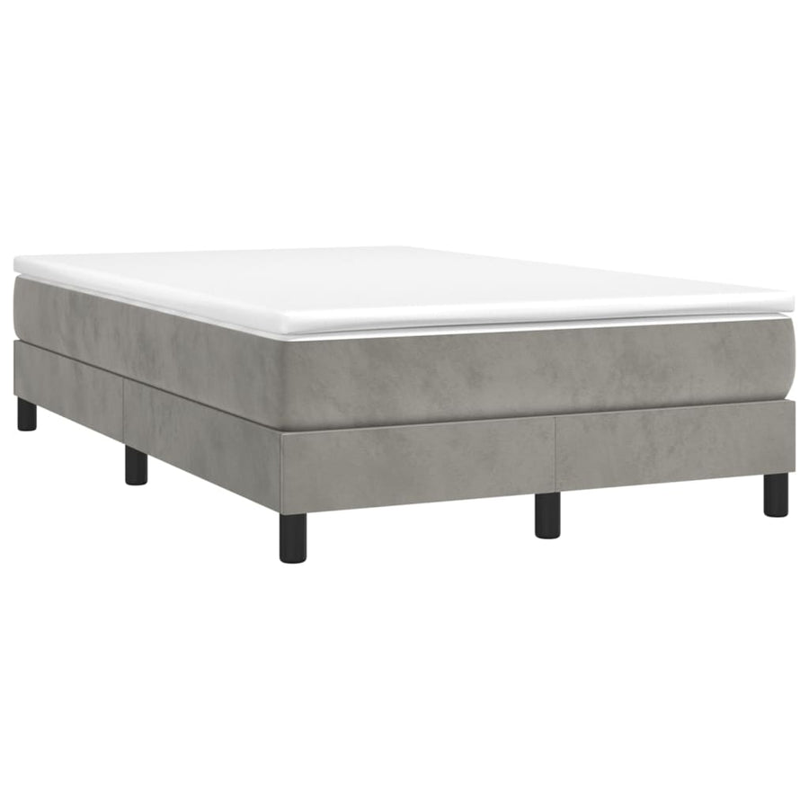 Boxspring met matras fluweel lichtgrijs 120x200 cm 120 x 200 cm 25 cm