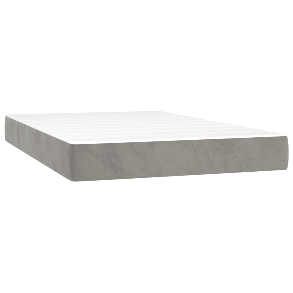 Boxspring met matras fluweel lichtgrijs 120x200 cm 120 x 200 cm 25 cm