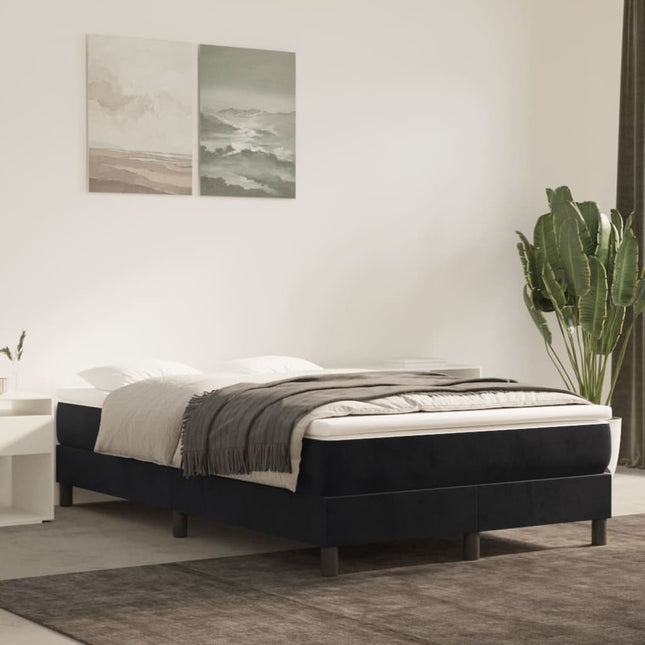 Boxspring met matras fluweel zwart 120x200 cm 120 x 200 cm 25 cm