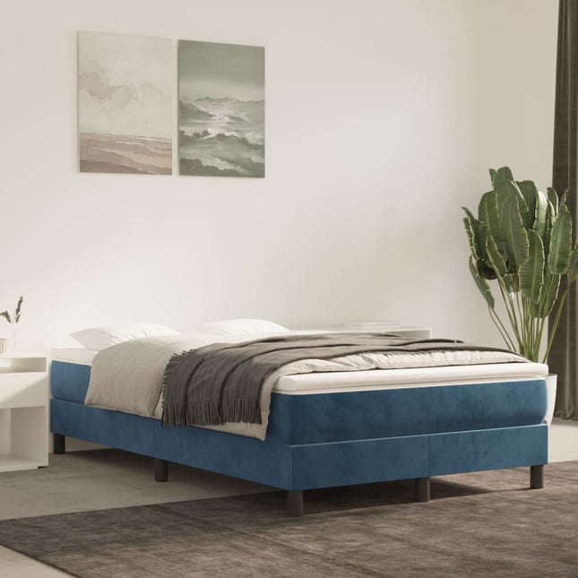 Boxspring met matras fluweel donkerblauw 120x200 cm 120 x 200 cm 25 cm