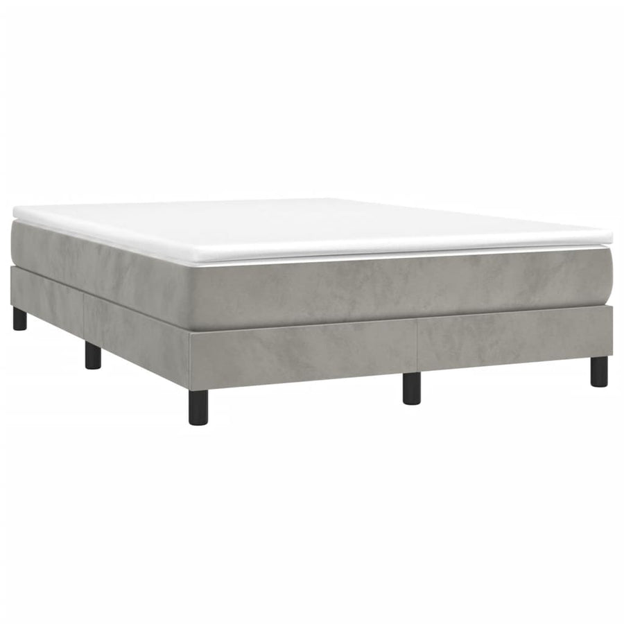 Boxspring met matras fluweel lichtgrijs 140x190 cm 140 x 190 cm 25 cm