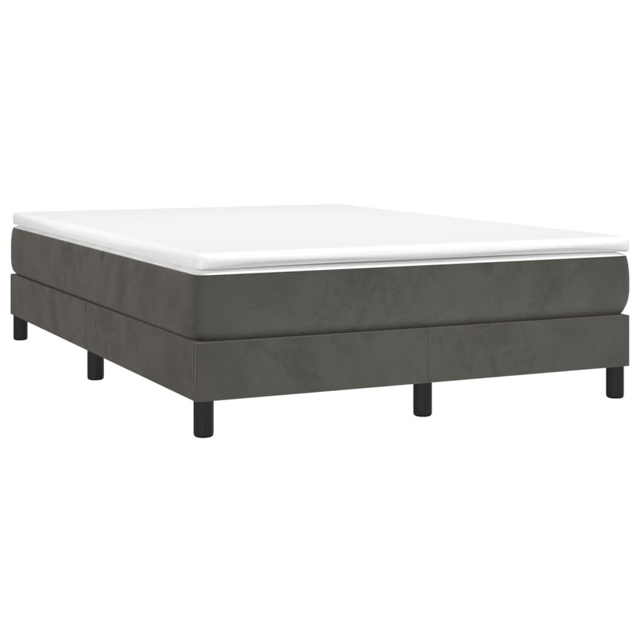 Boxspring met matras fluweel donkergrijs 140x190 cm 140 x 190 cm 25 cm