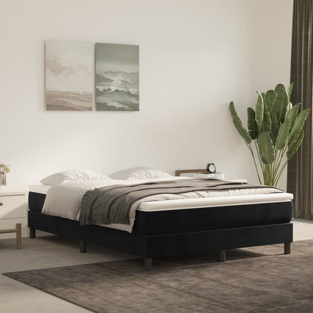 Boxspring met matras fluweel zwart 140x190 cm 140 x 190 cm 25 cm