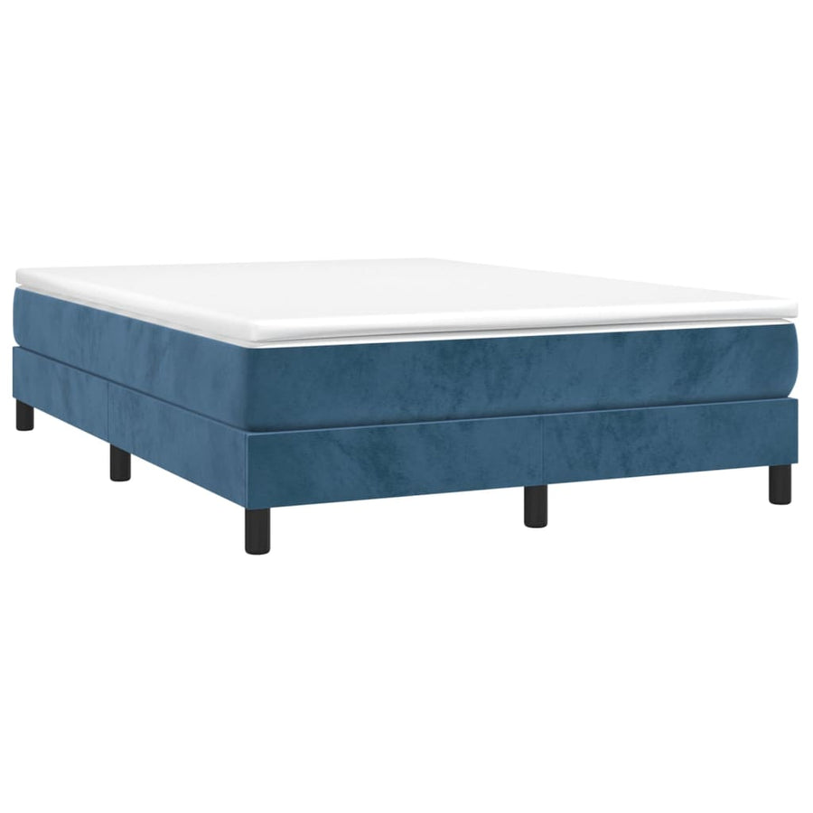 Boxspring met matras fluweel donkerblauw 140x190 cm 140 x 190 cm 25 cm