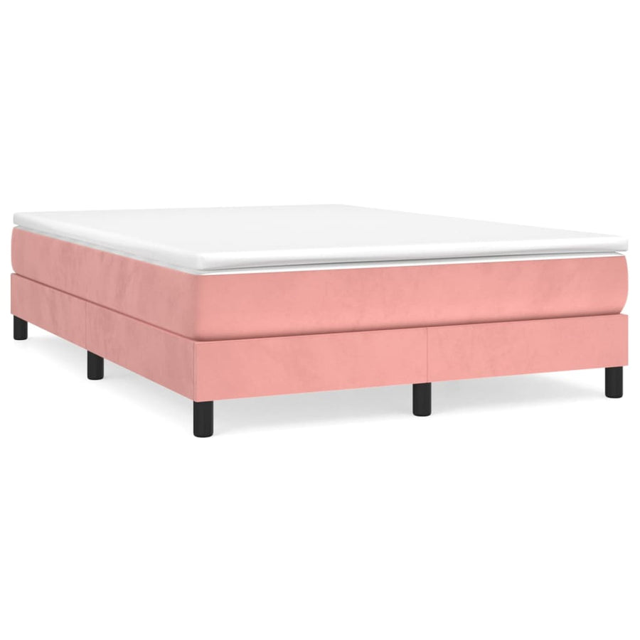 Boxspring met matras fluweel roze 140x190 cm 140 x 190 cm 25 cm