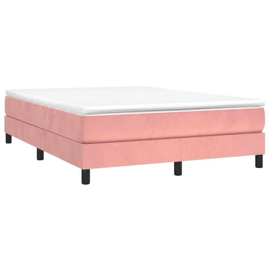 Boxspring met matras fluweel roze 140x190 cm 140 x 190 cm 25 cm