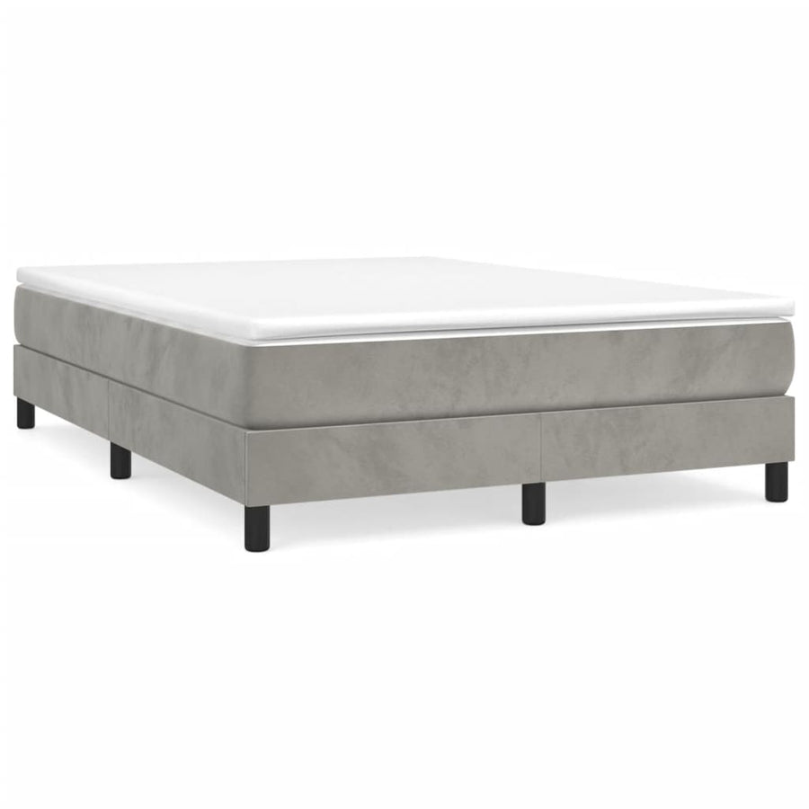 Boxspring met matras fluweel lichtgrijs 140x200 cm 140 x 200 cm 25 cm