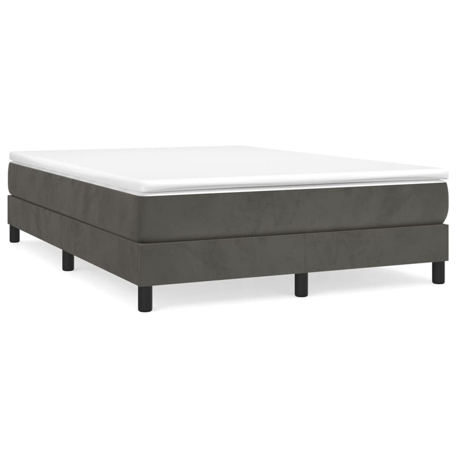 Boxspring met matras fluweel donkergrijs 140x200 cm 140 x 200 cm 25 cm