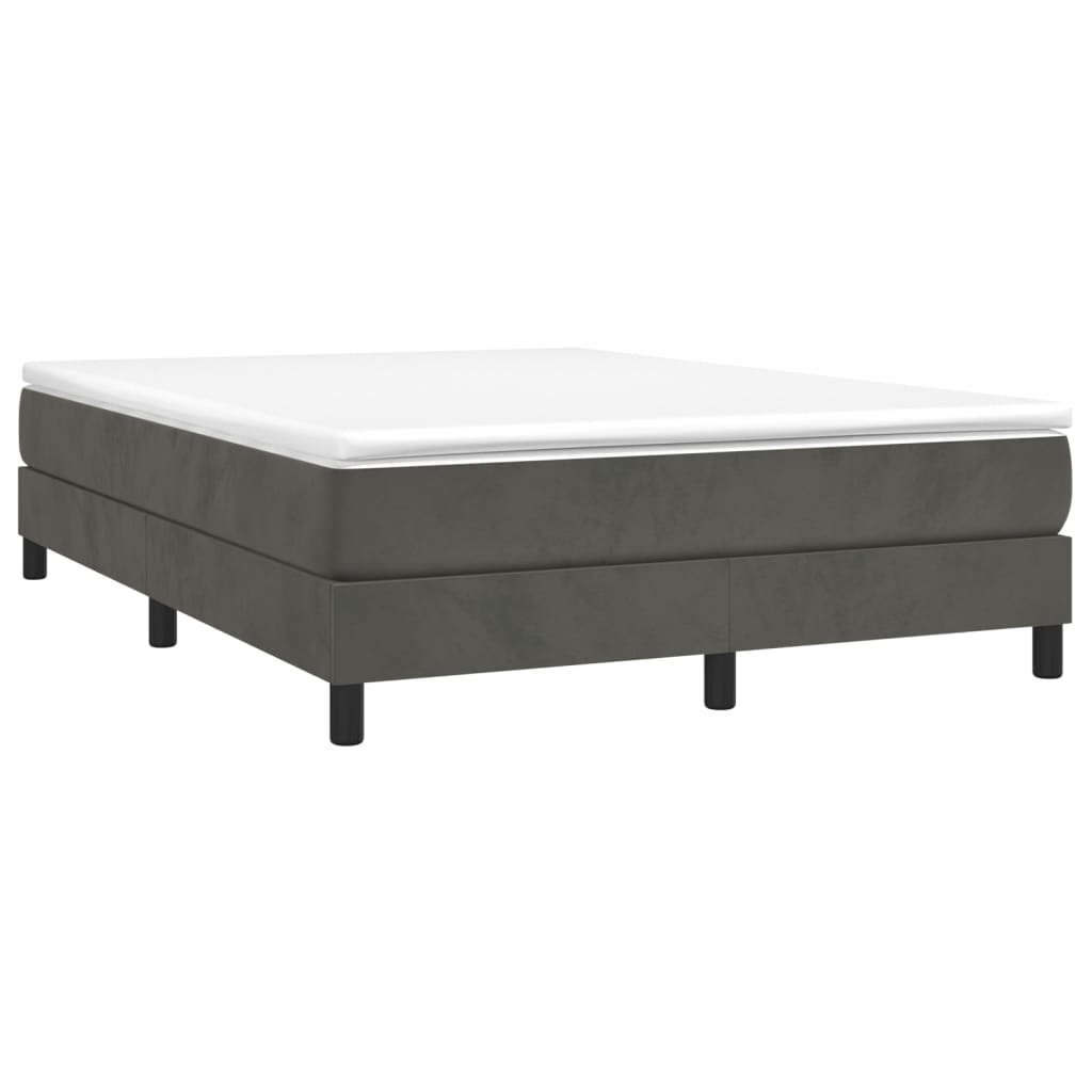 Boxspring met matras fluweel donkergrijs 140x200 cm 140 x 200 cm 25 cm