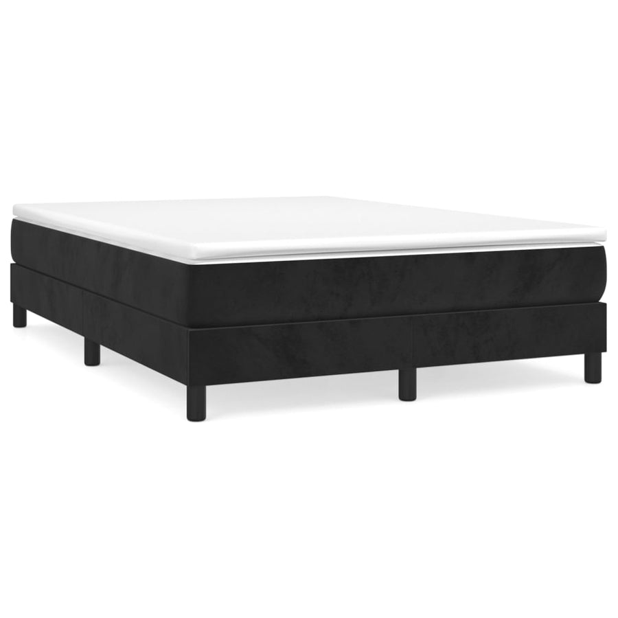 Boxspring met matras fluweel zwart 140x200 cm 140 x 200 cm 25 cm
