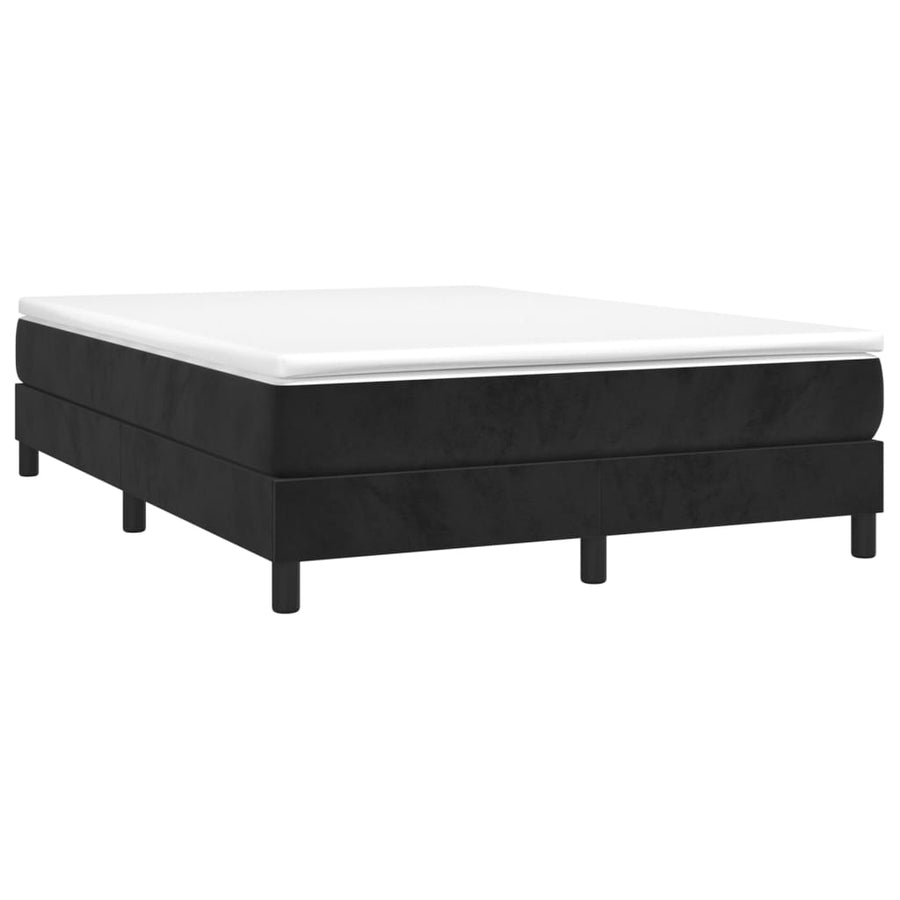 Boxspring met matras fluweel zwart 140x200 cm 140 x 200 cm 25 cm