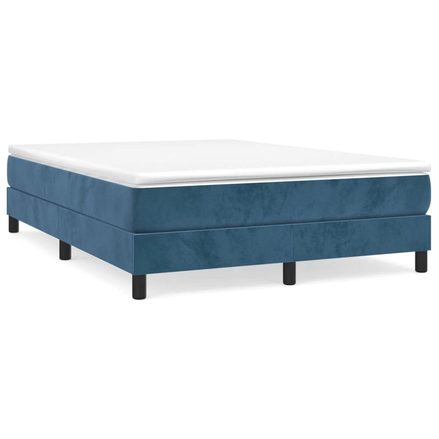 Boxspring met matras fluweel donkerblauw 140x200 cm 140 x 200 cm 25 cm