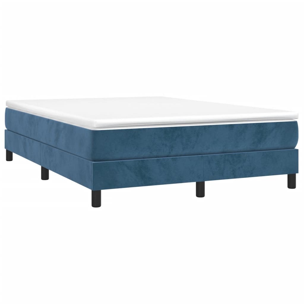 Boxspring met matras fluweel donkerblauw 140x200 cm 140 x 200 cm 25 cm