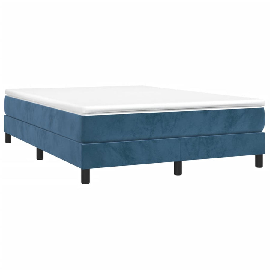 Boxspring met matras fluweel donkerblauw 140x200 cm 140 x 200 cm 25 cm