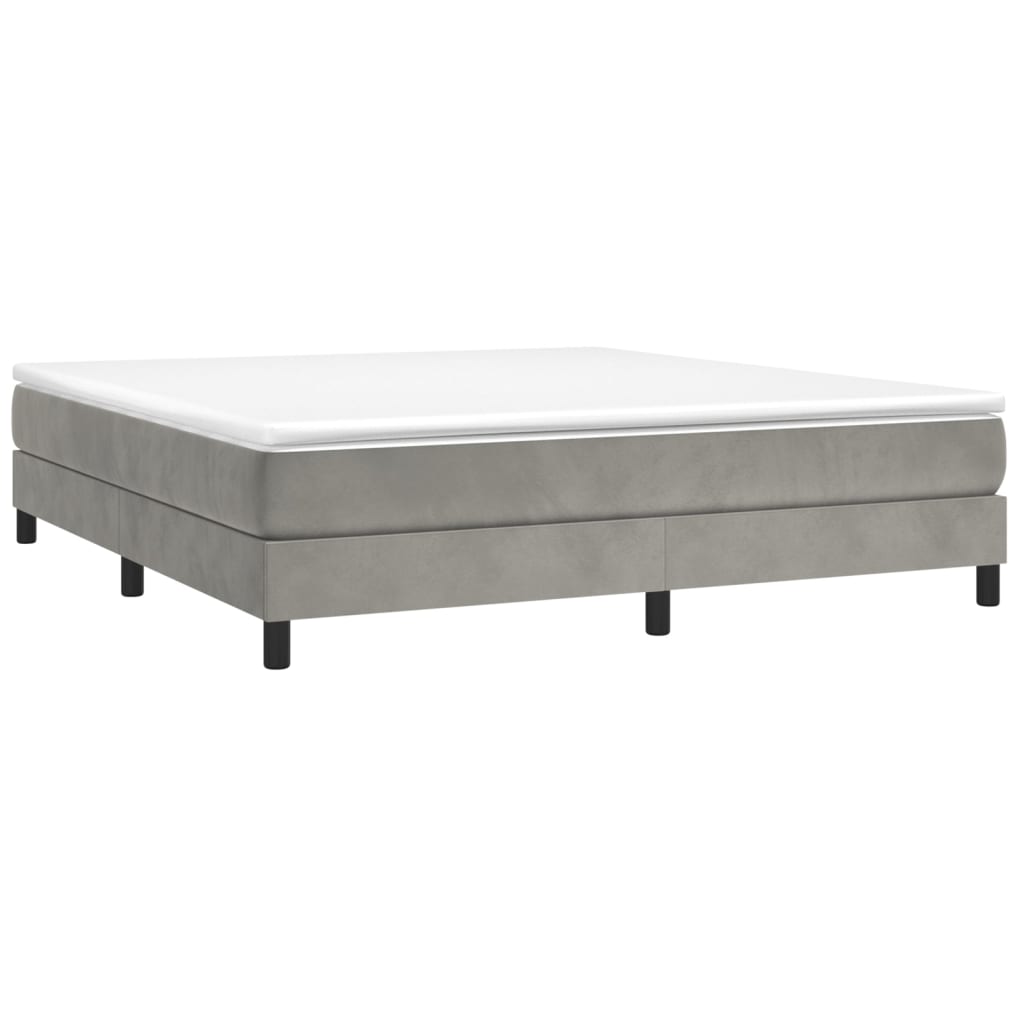 Boxspring met matras fluweel lichtgrijs 160x200 cm 160 x 200 cm 25 cm