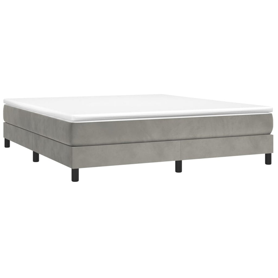 Boxspring met matras fluweel lichtgrijs 160x200 cm 160 x 200 cm 25 cm