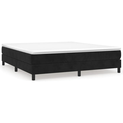 Boxspring met matras fluweel zwart 160x200 cm 160 x 200 cm 25 cm