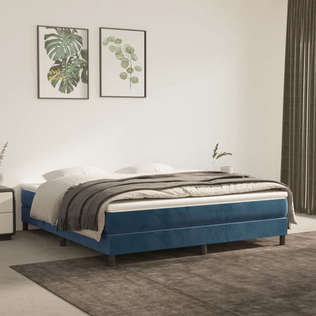 Boxspring met matras fluweel donkerblauw 160x200 cm 160 x 200 cm 25 cm