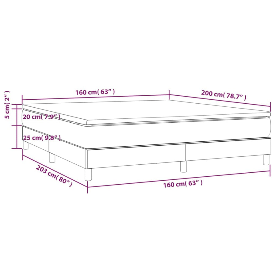 Boxspring met matras fluweel roze 160x200 cm 160 x 200 cm 25 cm