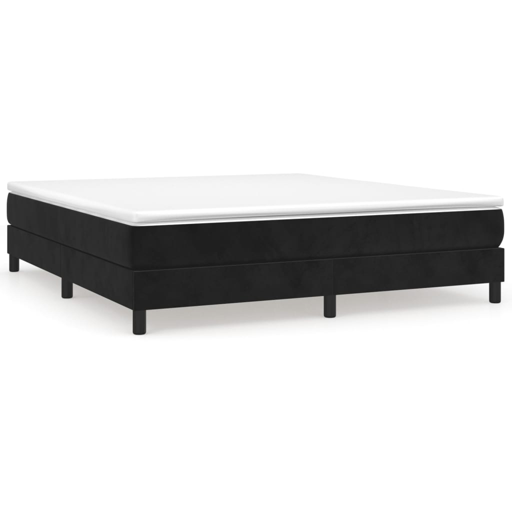 Boxspring met matras fluweel zwart 180x200 cm 180 x 200 cm 25 cm