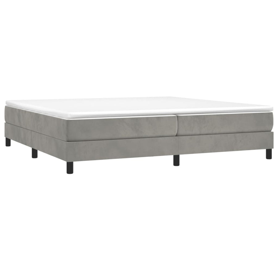 Boxspring met matras fluweel lichtgrijs 200x200 cm 200 x 200 cm 25 cm