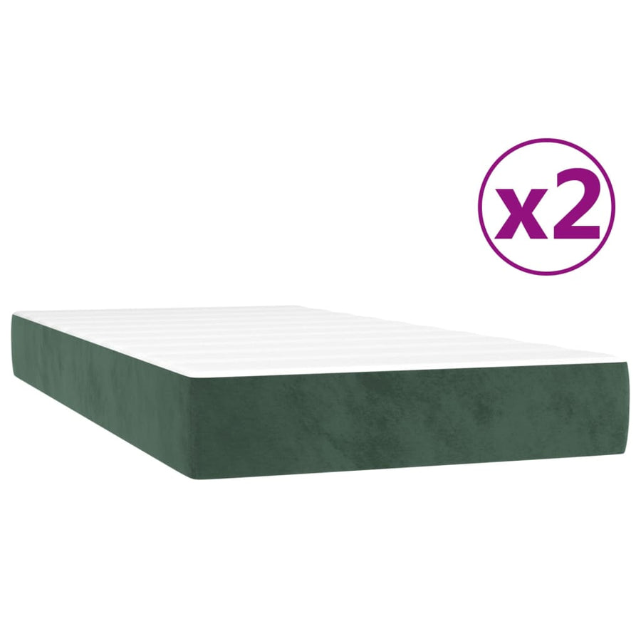Boxspring met matras fluweel donkergroen 200x200 cm