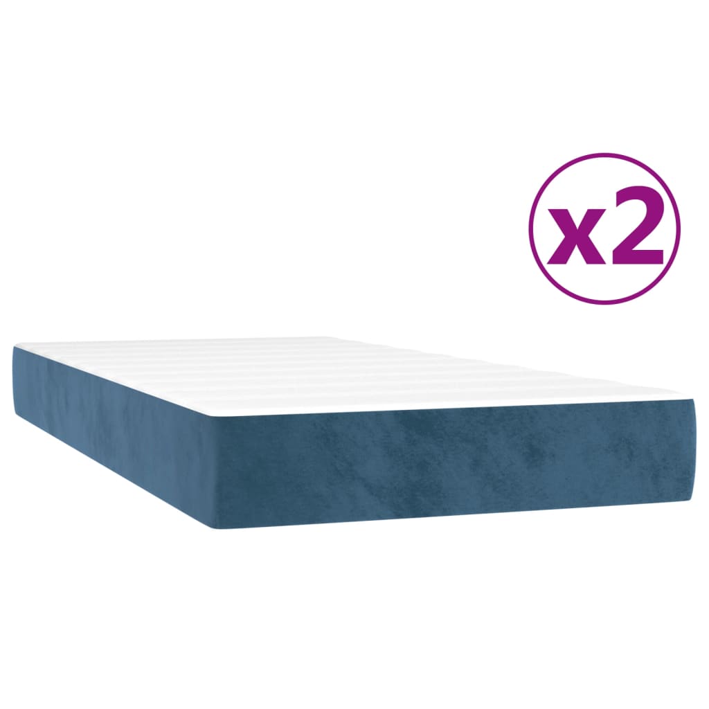 Boxspring met matras fluweel donkerblauw 200x200 cm 200 x 200 cm 25 cm