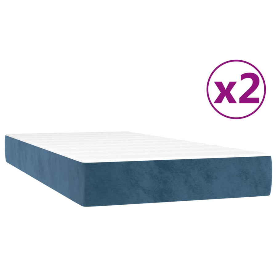 Boxspring met matras fluweel donkerblauw 200x200 cm 200 x 200 cm 25 cm
