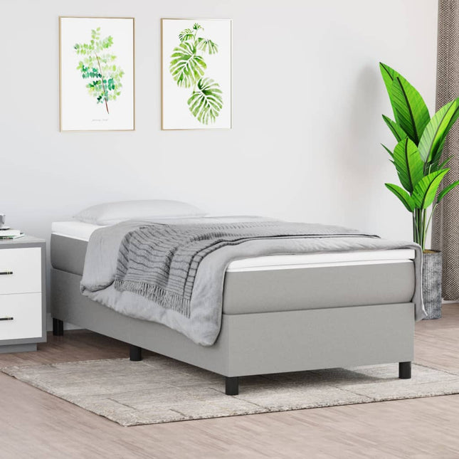 Boxspring met matras stof lichtgrijs 90x190 cm 90 x 190 cm 35 cm