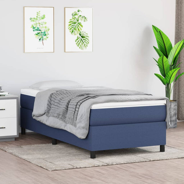 Boxspring met matras stof blauw 90x190 cm 90 x 190 cm 35 cm