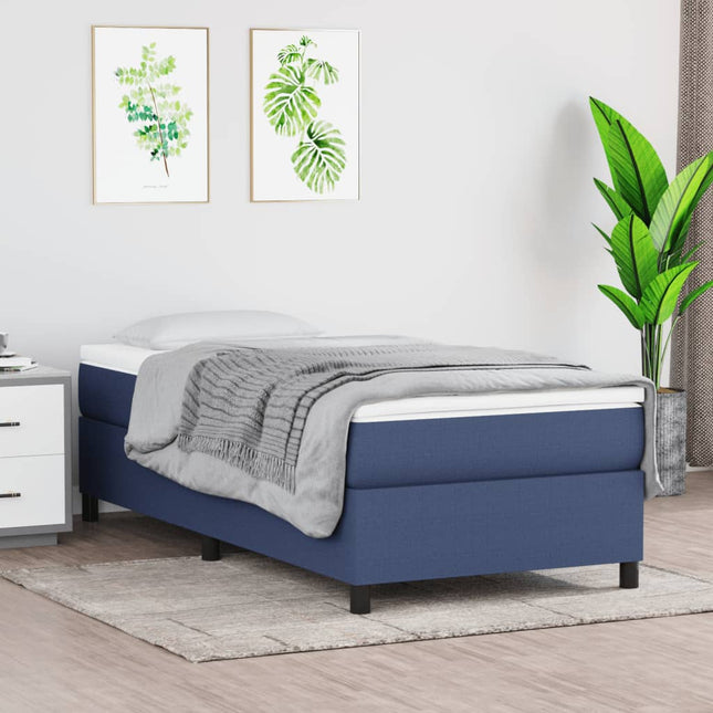 Boxspring met matras stof blauw 90x200 cm 90 x 200 cm 35 cm