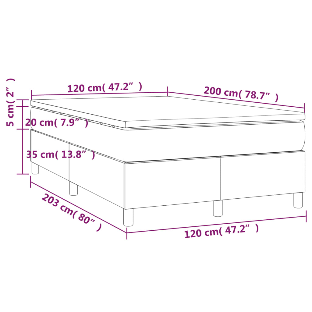 Boxspring met matras stof lichtgrijs 120x200 cm 120 x 200 cm 35 cm