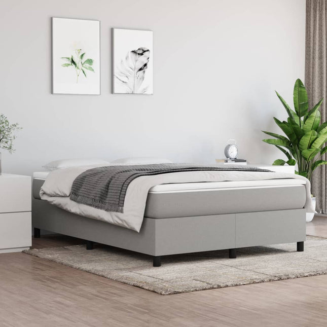 Boxspring met matras stof lichtgrijs 140x190 cm 140 x 190 cm 35 cm