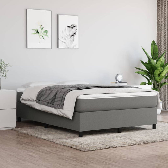 Boxspring met matras stof donkergrijs 140x190 cm 140 x 190 cm 35 cm