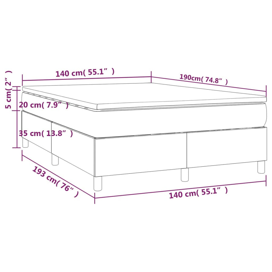 Boxspring met matras stof crèmekleurig 140x190 cm