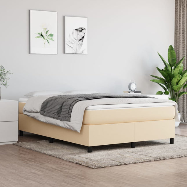 Boxspring met matras stof crèmekleurig 140x190 cm