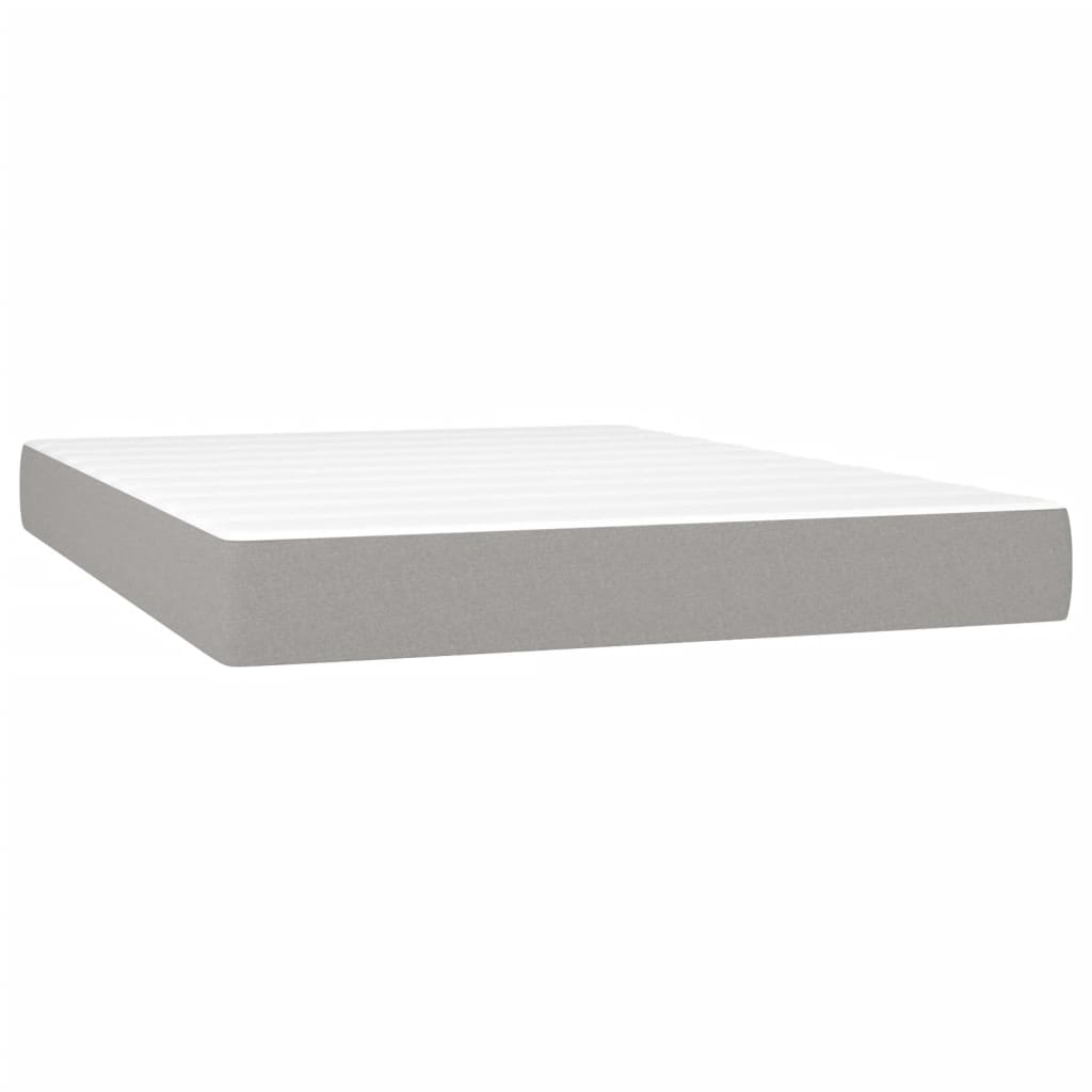 Boxspring met matras stof lichtgrijs 140x200 cm 140 x 200 cm 35 cm