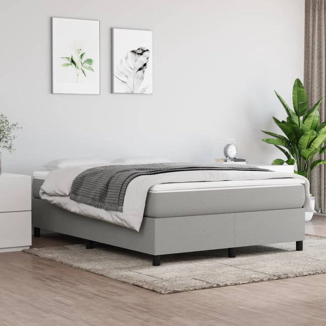 Boxspring met matras stof lichtgrijs 140x200 cm 140 x 200 cm 35 cm