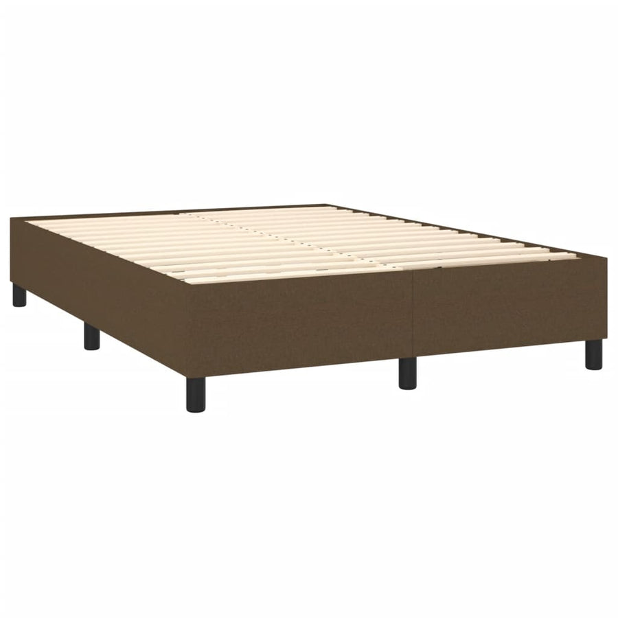 Boxspring met matras stof donkerbruin 140x200 cm 140 x 200 cm 35 cm