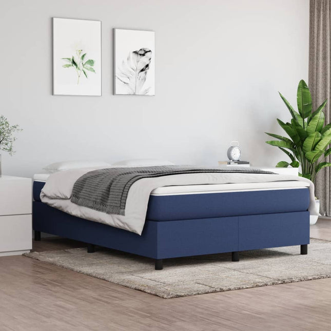 Boxspring met matras stof blauw 140x200 cm 140 x 200 cm 35 cm