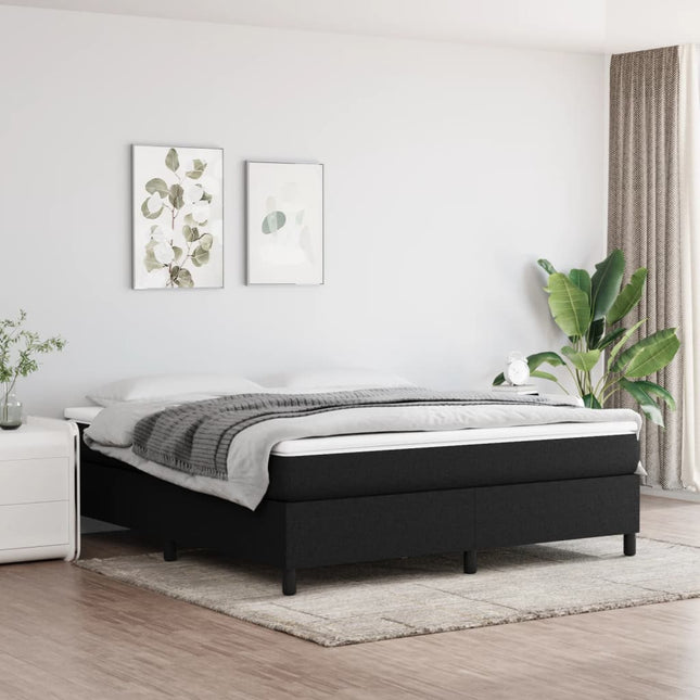 Boxspring met matras stof zwart 160x200 cm 160 x 200 cm 35 cm