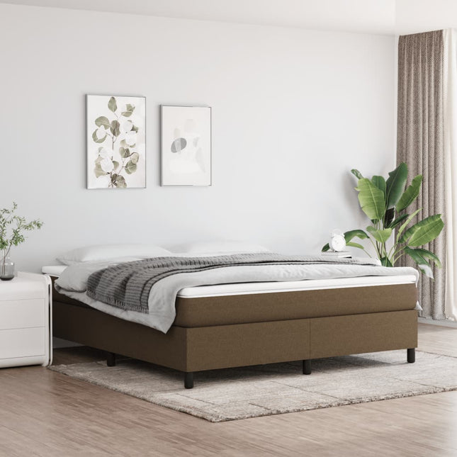 Boxspring Met Matras Stof Donkerbruin 160 x 200 cm 35 cm