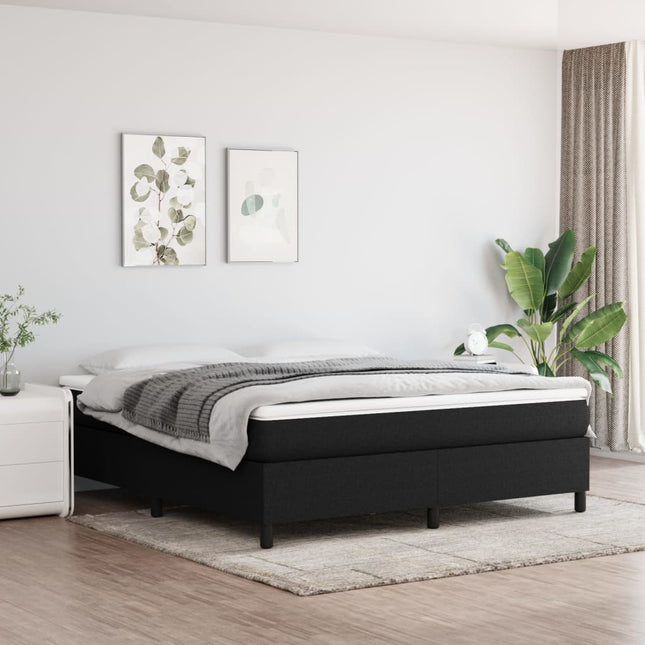 Boxspring met matras stof zwart 180x200 cm 180 x 200 cm 35 cm