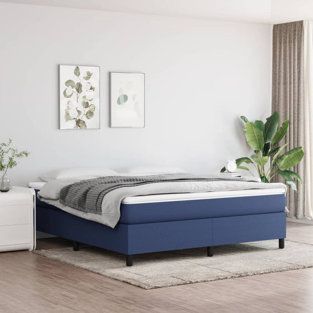 Boxspring Met Matras Stof Blauw 180 x 200 cm 35 cm