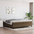 Box spring with dark brown fabric mattress 200x200 cm
