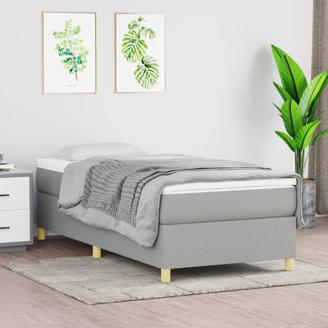 Boxspring met matras stof lichtgrijs 90x190 cm 90 x 190 cm 35 cm